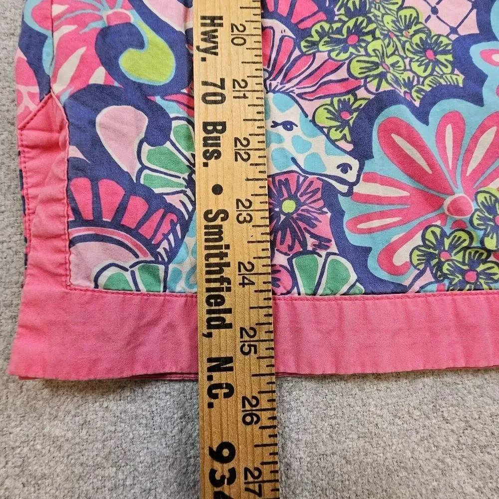 Lilly Pulitzer Short Sleeve Tunic Dress Animals Floral Pink Cotton Youth Girls 8